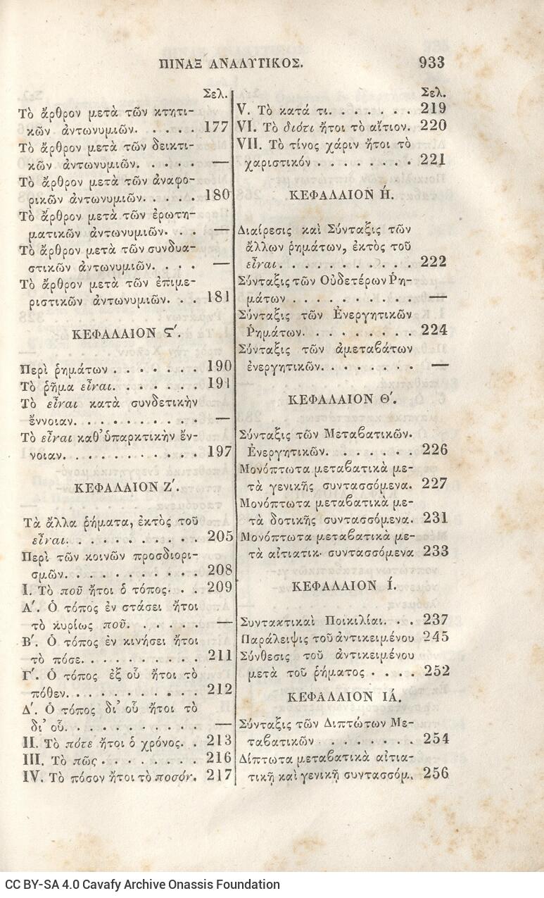 22,5 x 14,5 εκ. 2 σ. χ.α. + π’ σ. + 942 σ. + 4 σ. χ.α., όπου στη ράχη το όνομα προηγού�